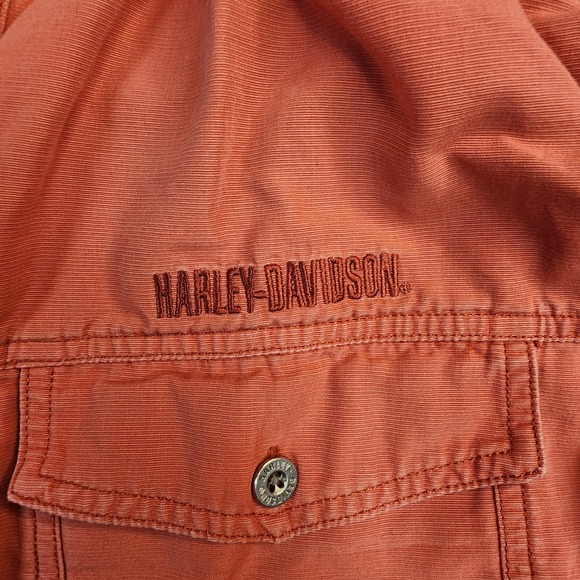 Harley-Davidson Button Down Shirt Men's L Coral Red Cotton An American Legend - Picture 3 of 9